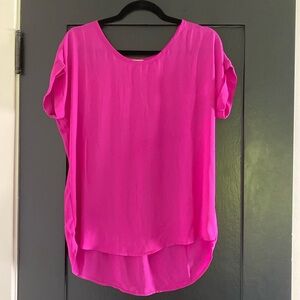 Womens Pleione Fuschia Short Sleeve Blouse Lightweight Sz S